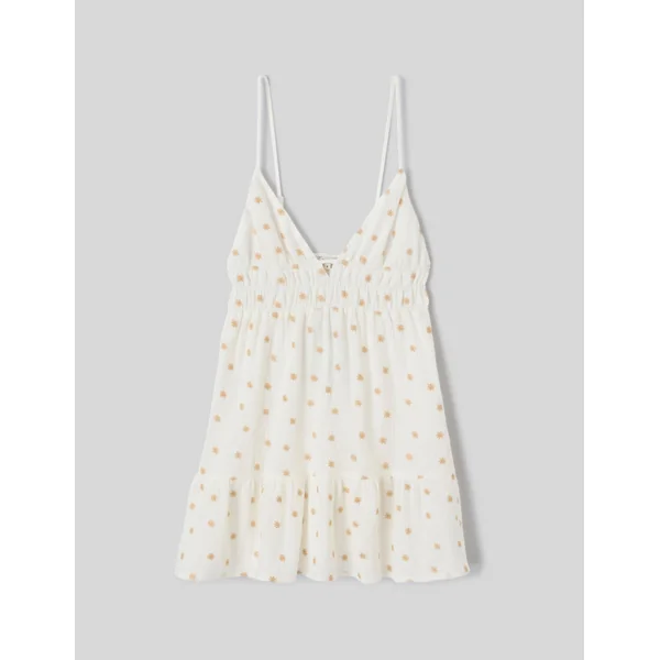 Robe courte à broderies Blanc écru
