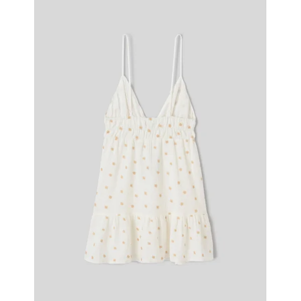Robe courte à broderies Blanc écru