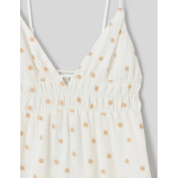 Robe courte à broderies Blanc écru