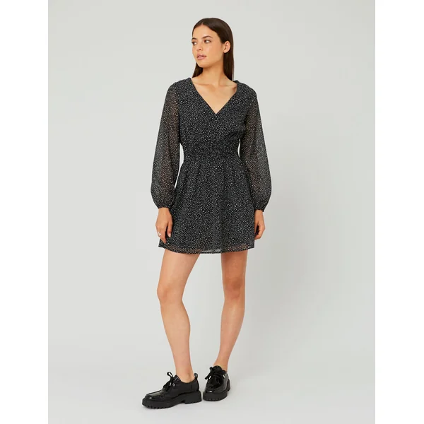 Robe courte à pois Noir