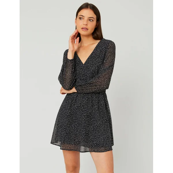 Robe courte à pois Noir