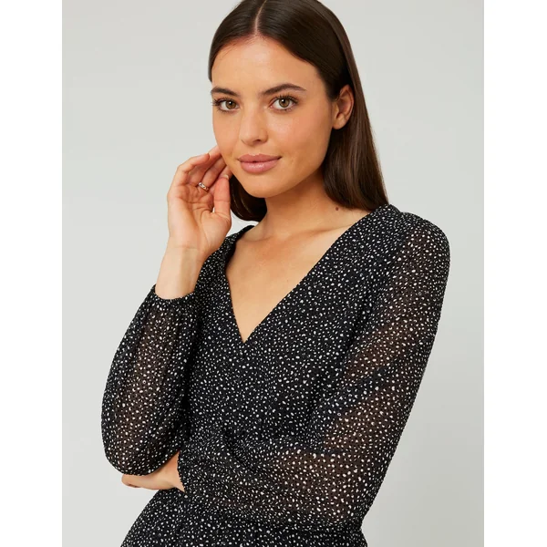 Robe courte à pois Noir