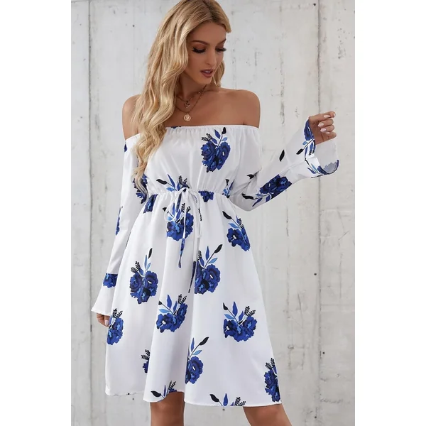 Robe D’Automne Blanche Et Bleue