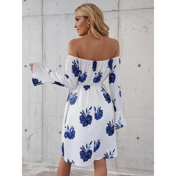 Robe D’Automne Blanche Et Bleue