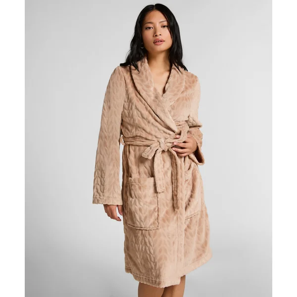 Robe de chambre courte en fleece - Beige