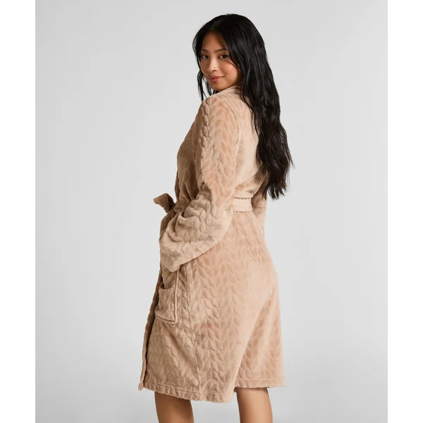 Robe de chambre courte en fleece - Beige