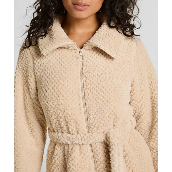 Robe de chambre en polaire à fermeture éclair - Blanc
