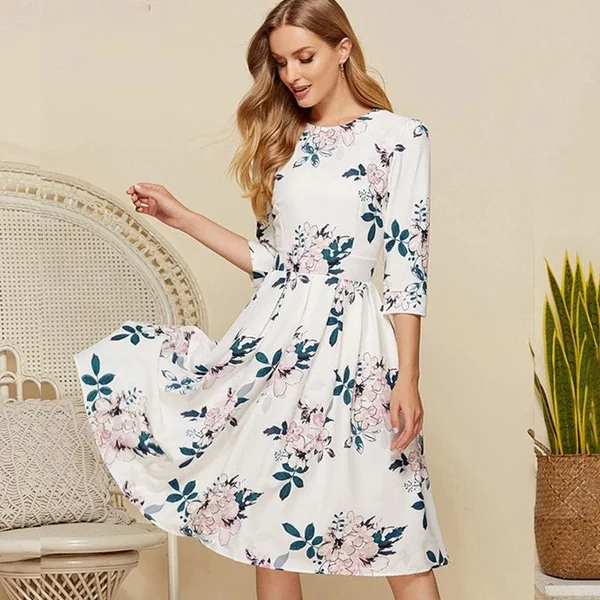 Robe De Cérémonie Bohème À Fleurs Blanches