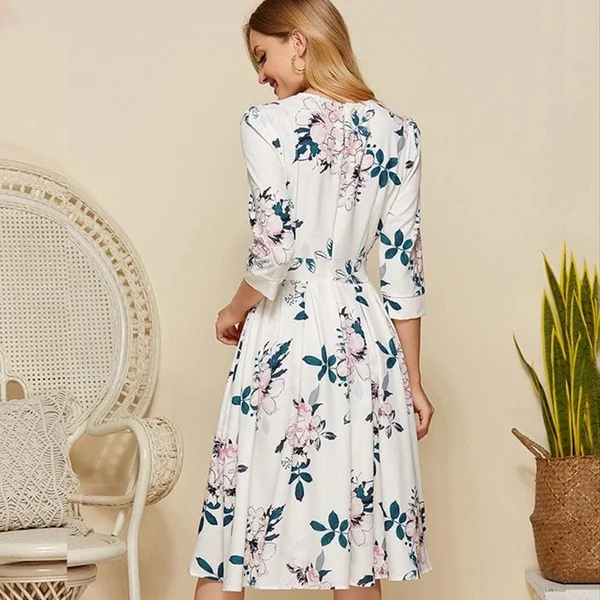 Robe De Cérémonie Bohème À Fleurs Blanches