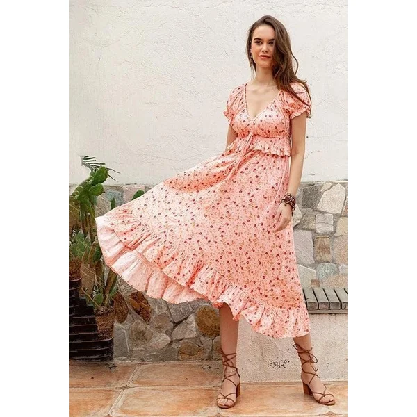 Robe De Demoiselle D’Honneur Rose Bohème