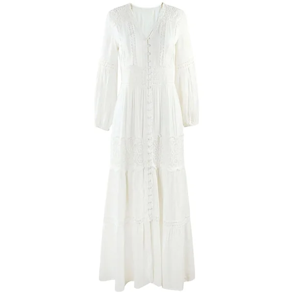 Robe de Mariage Bohème Blanche en Dentelle – Aliénor