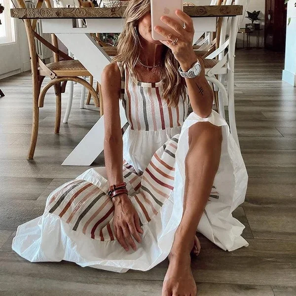 Robe De Maternité Blanche Hippie