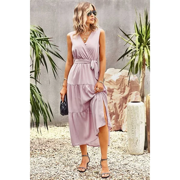 Robe de Soirée Longue Rose Style Champêtre