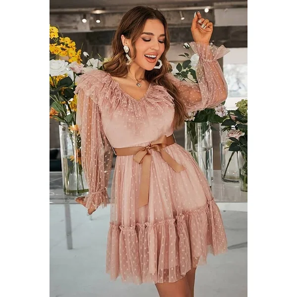 Robe Demoiselle d’Honneur Rose Courte Champêtre