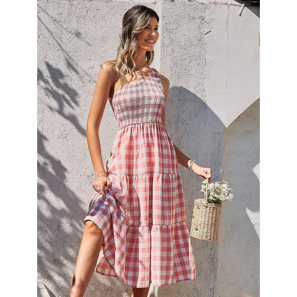 Robe D’Été Asymétrique Rose