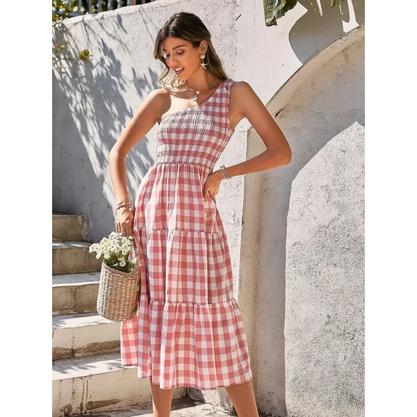 Robe D’Été Asymétrique Rose