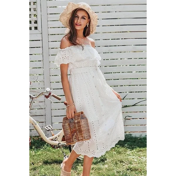 Robe En Coton À Volants Sur L’Épaule
