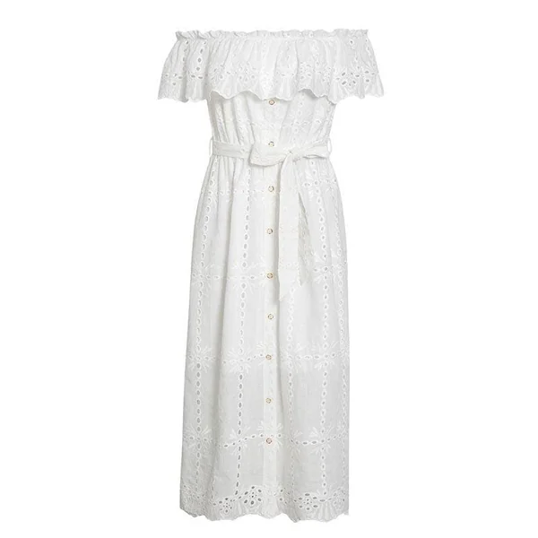 Robe En Coton À Volants Sur L’Épaule