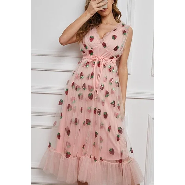 Robe En Maille Fraise