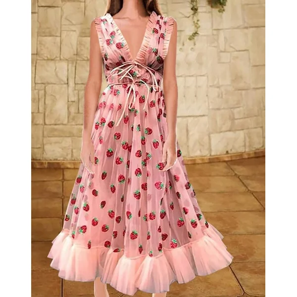 Robe En Maille Fraise