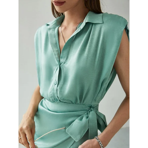 Robe En Satin À Manches Courtes