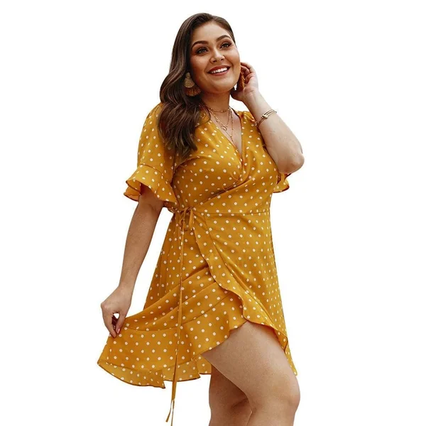 Robe Grande Taille Simple Col en V