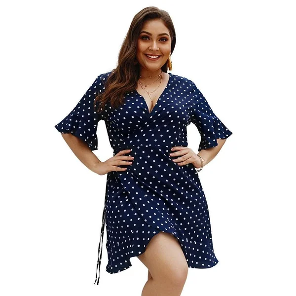 Robe Grande Taille Simple Col en V