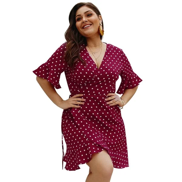 Robe Grande Taille Simple Col en V
