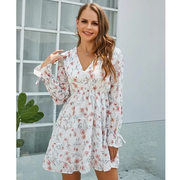 Robe Hippie À Fleurs Blanches