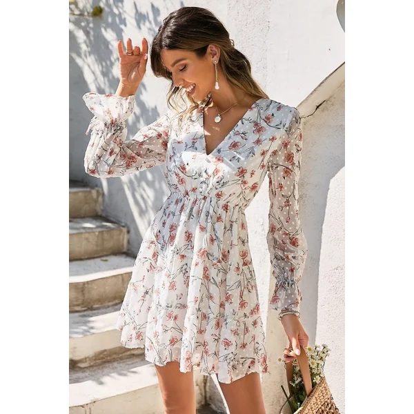 Robe Hippie À Fleurs Blanches