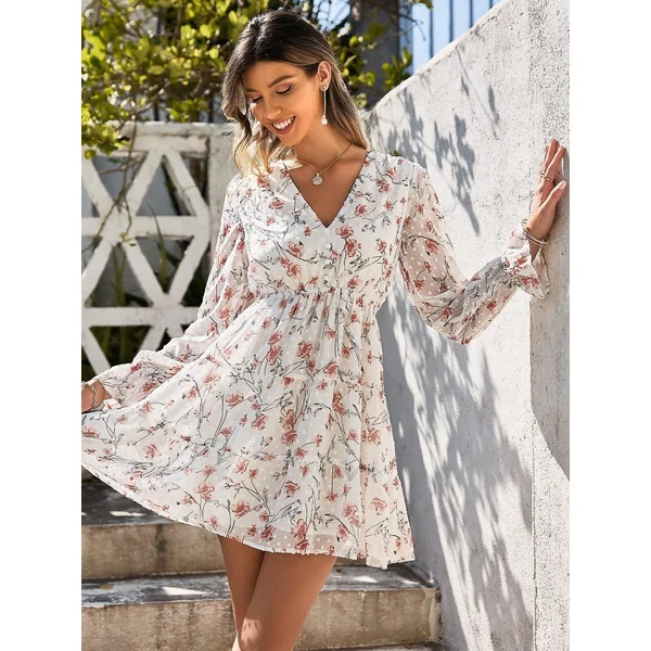 Robe Hippie À Fleurs Blanches