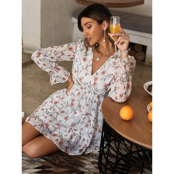 Robe Hippie À Fleurs Blanches