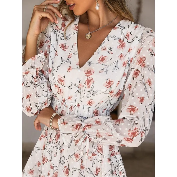 Robe Hippie À Fleurs Blanches