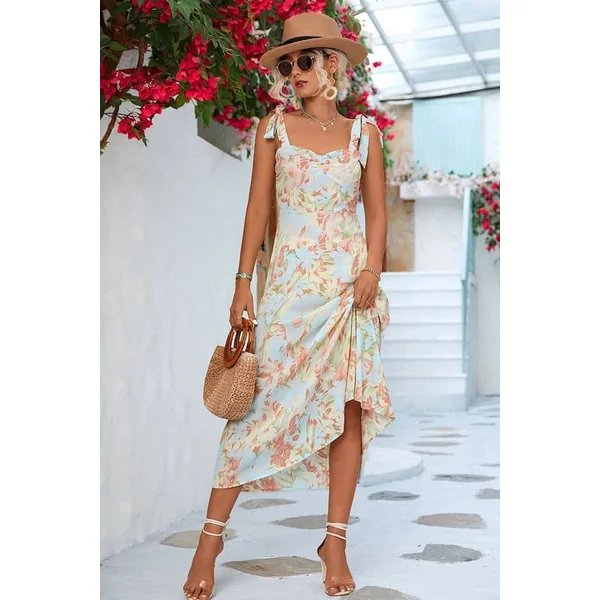 Robe Invité Mariage Champêtre Bleu Motif