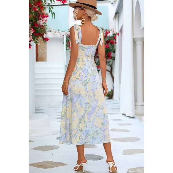 Robe Invité Mariage Champêtre Bleu Motif