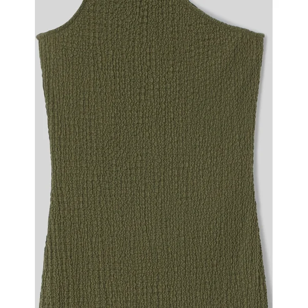 Robe longue asymétrique maille texturée Vert Kaki
