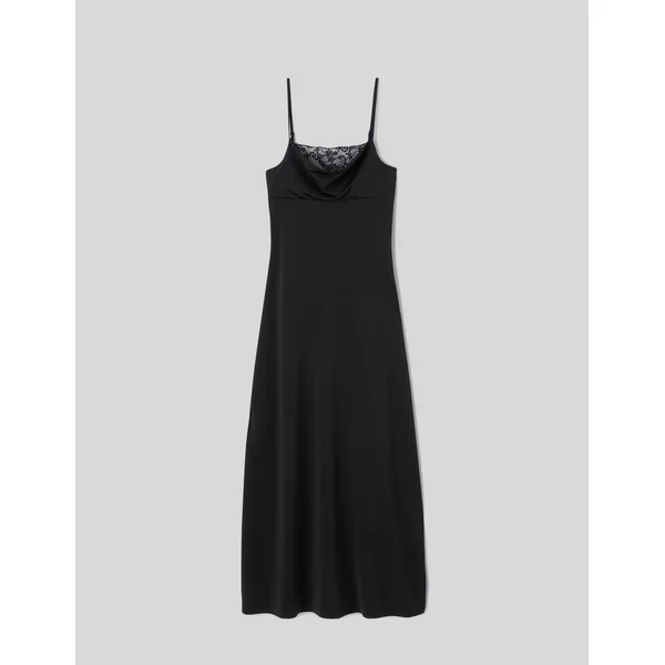 Robe longue avec empiècements en dentelle Noir