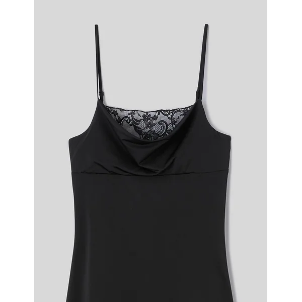 Robe longue avec empiècements en dentelle Noir