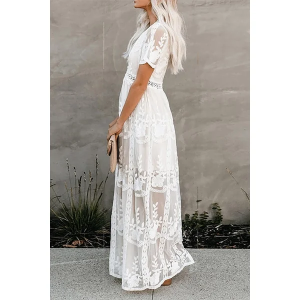 Robe Longue Blanche Bohème Chic