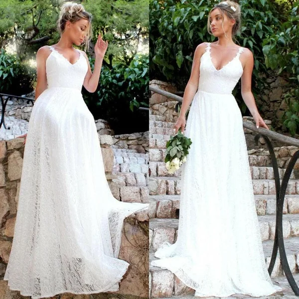 Robe longue blanche style mariage