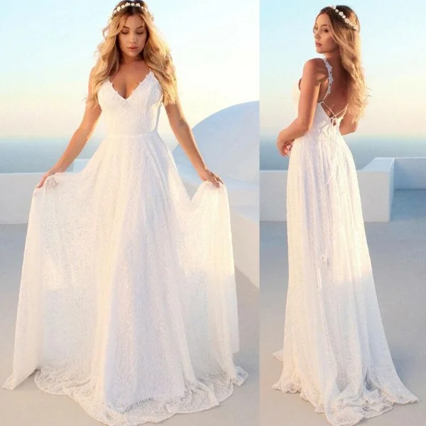 Robe longue blanche style mariage