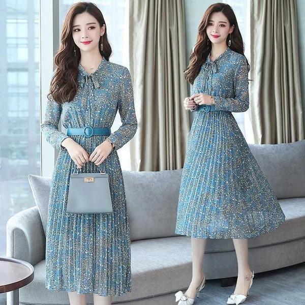 Robe Longue Bleu Fleur Bohème