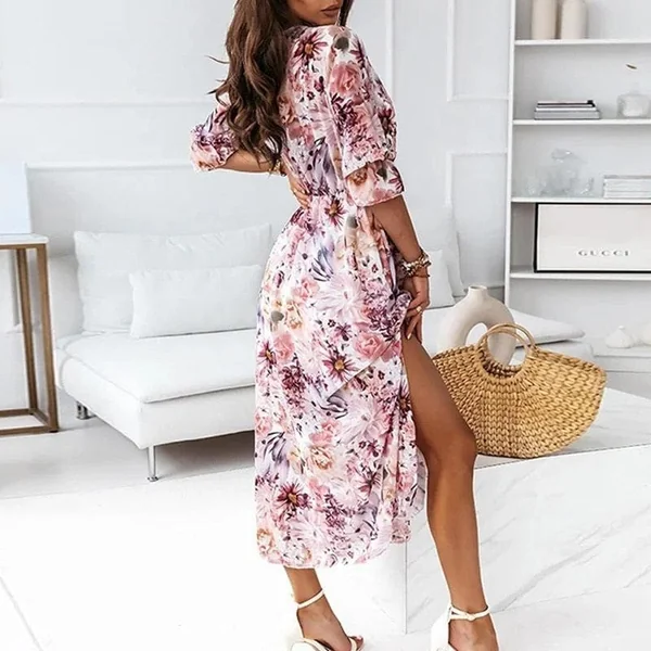 Robe longue bohème avec imprimés floraux