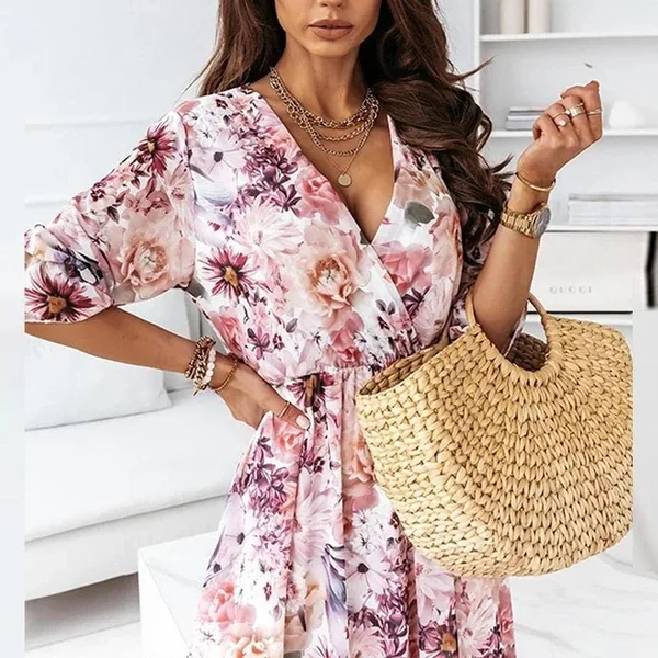 Robe longue bohème avec imprimés floraux