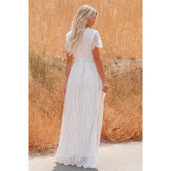 Robe Longue Bohème Blanche en Dentelle – Alba