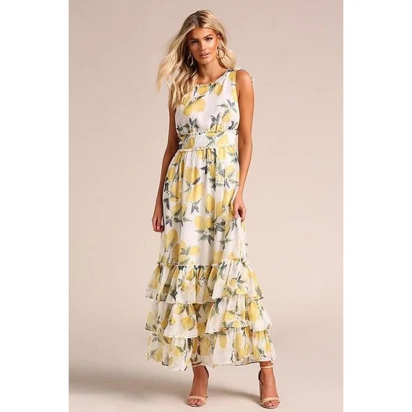 Robe Longue Bohème Blanche Et Jaune
