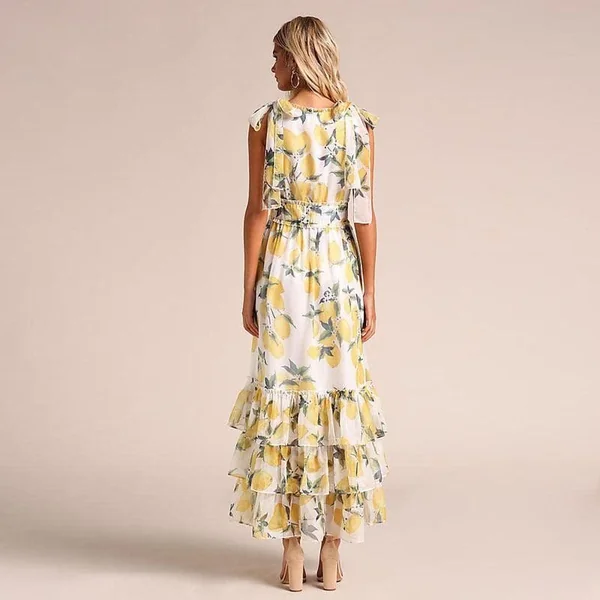 Robe Longue Bohème Blanche Et Jaune
