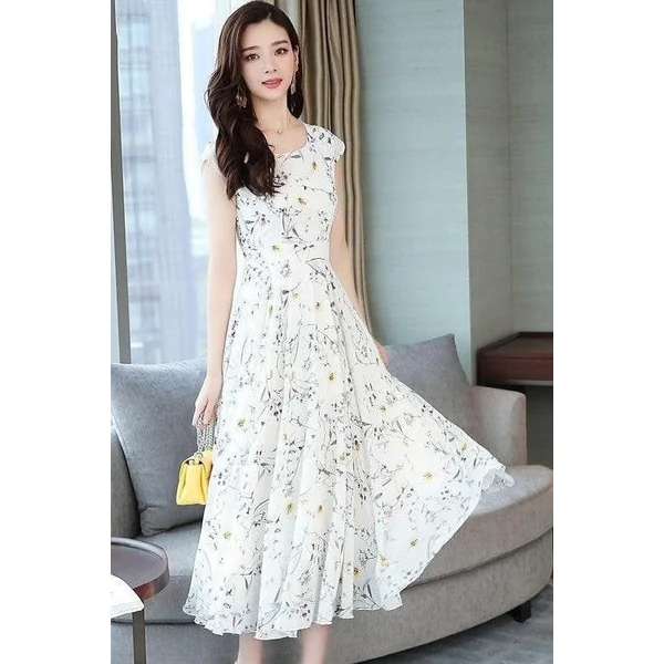 Robe Longue Bohème Blanche Fleur