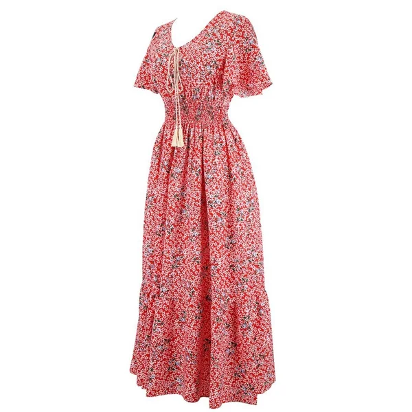 Robe Longue Bohème Chic Rouge – Frankie