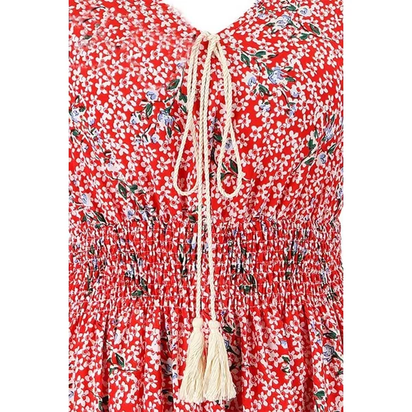 Robe Longue Bohème Chic Rouge – Frankie